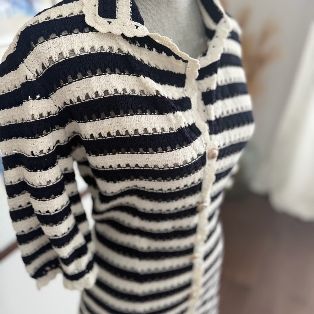 Maje Navy and White Striped Dress - Picture 3 of 5